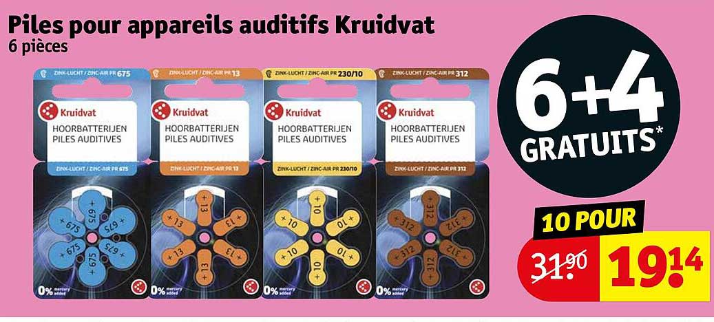 piles pour appareils auditifs kruidvat
