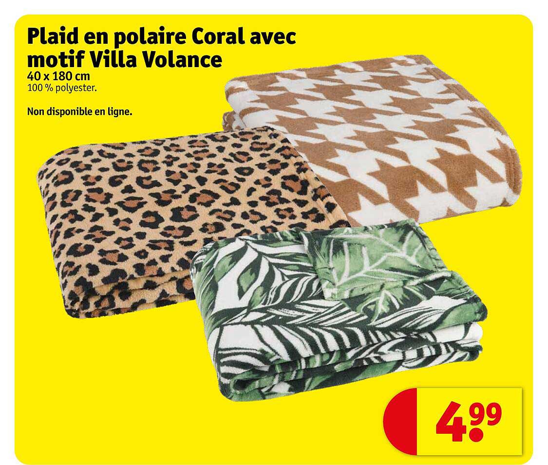 plaid en polaire coral avec motif villa vllance