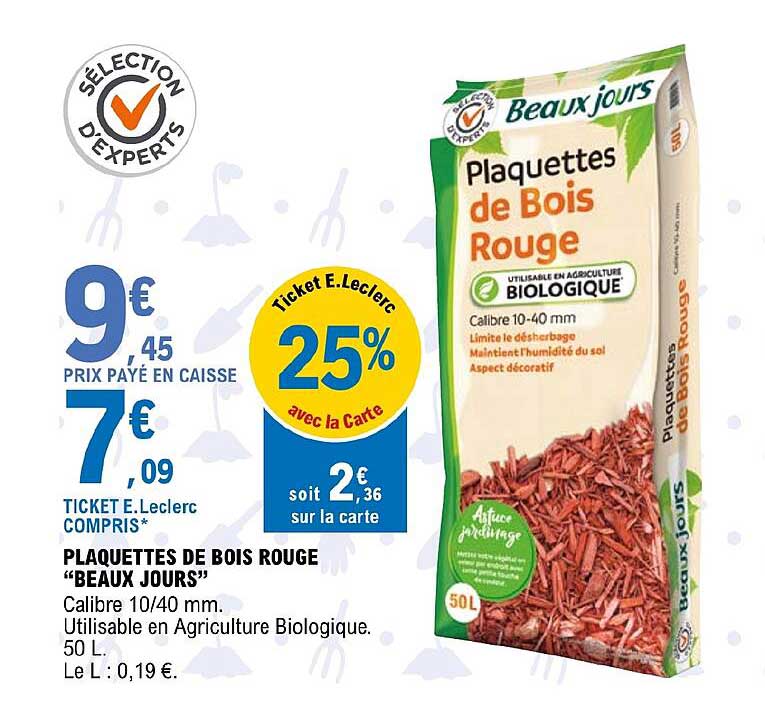 plaquettes de bois rouge "beaux jours"