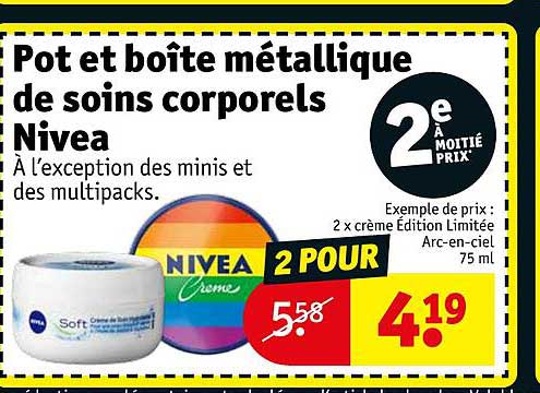 pot et boîte métallique de soins corporels nivea