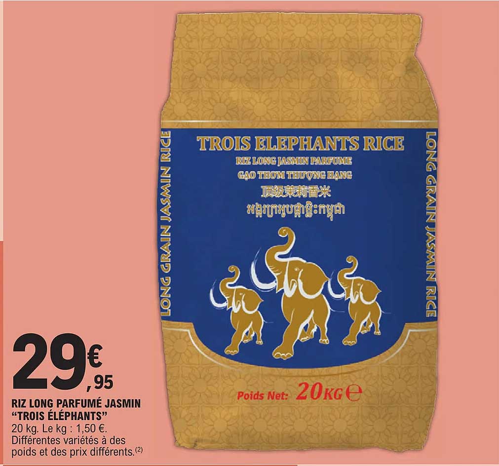 riz long parfumé jasmin trois éléphants