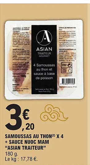 samoussas au thon x 4 + sauce nuoc mam "asian traiteur"