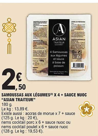 Samoussas Aux Légumes X 4 + Sauce Nuoc "asian Traiteur"