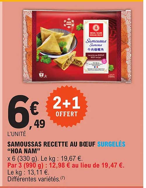 samoussas recette au boeuf surgelés "hoa nam"