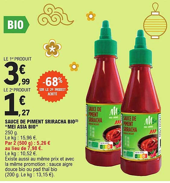 sauce de piment sriracha bio "mei asia bio"