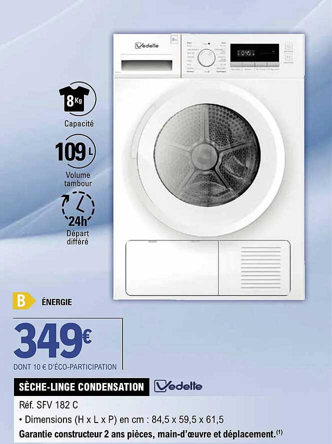 sèche-linge condensation vedette