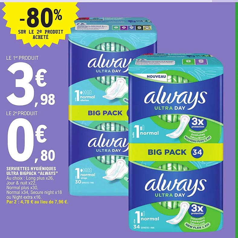 serviettes hygiéniques ultra bigpack always