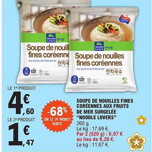 soupe de nouilles fines coréennes aux fruits de mer surgelée "noodle lovers"