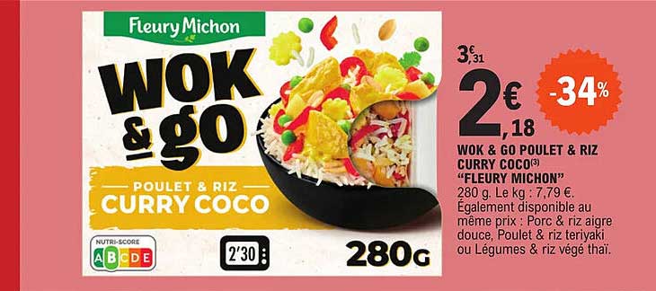 wok & go poulet & riz curry coco fleury michon