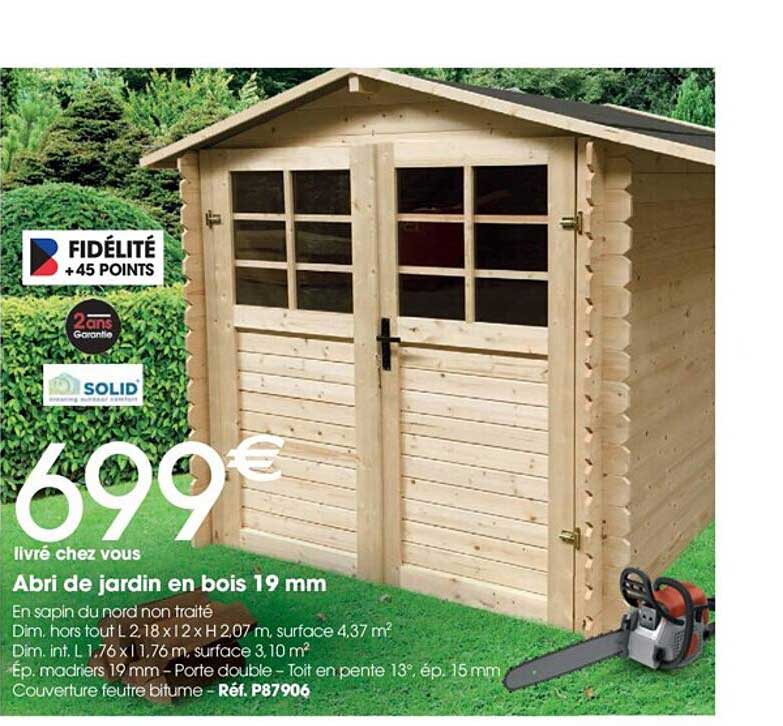 Abri De Jardin En Bois 19 Mm Solid