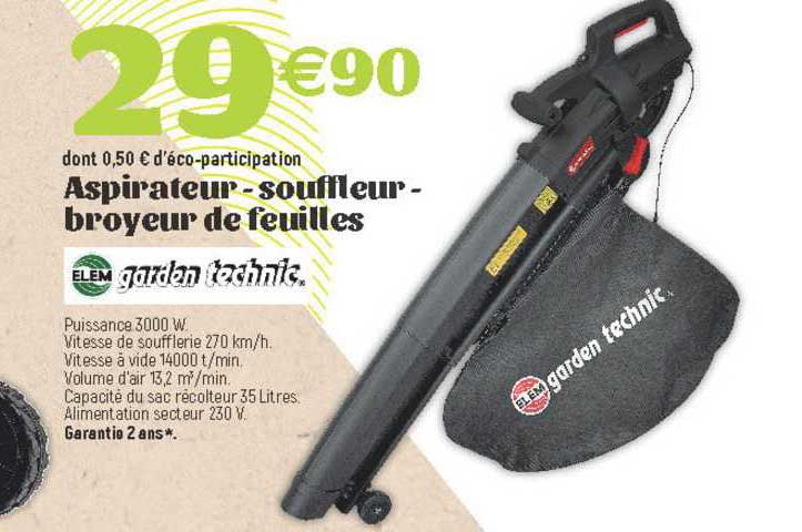 aspirateur - souffleur - broyeur de feuilles elem garden technic
