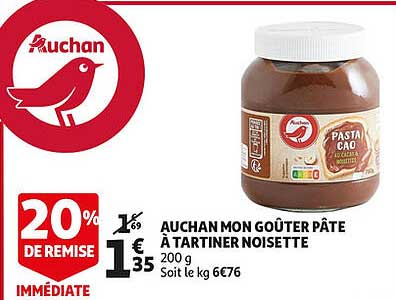 auchan mon goûter pâte à tartiner noisette