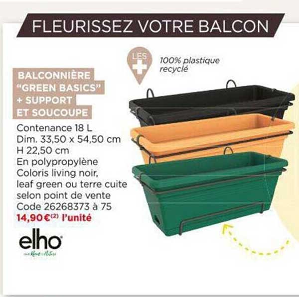 balconnière "green basic" + support et soucoupe elho