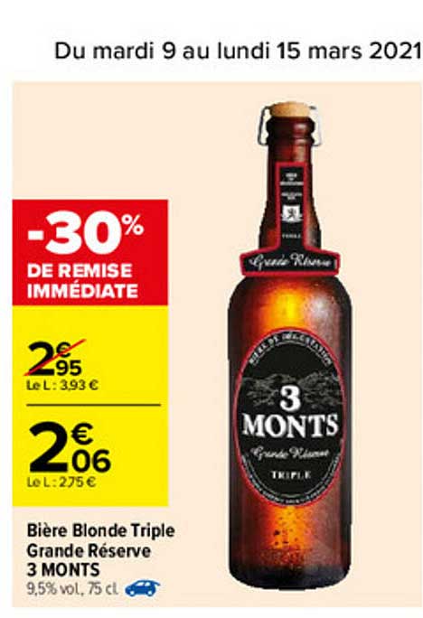 bière blonde triple grande réserve 3 monts