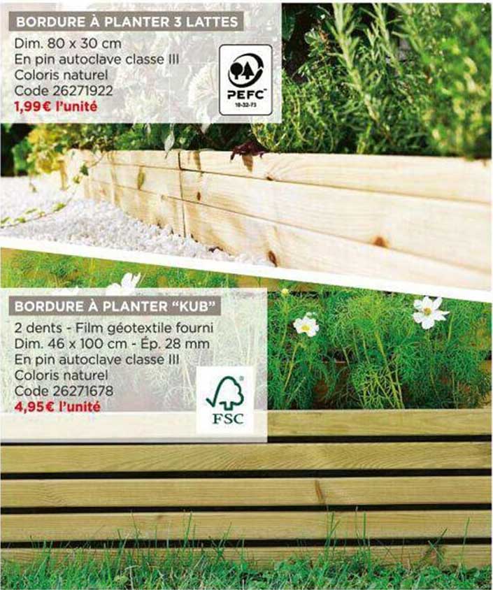 bordure à planter 3 lattes, bordure à planter "kub"