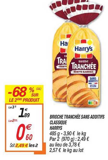 Brioche Tranchée Sans Additifs Classique Harrys