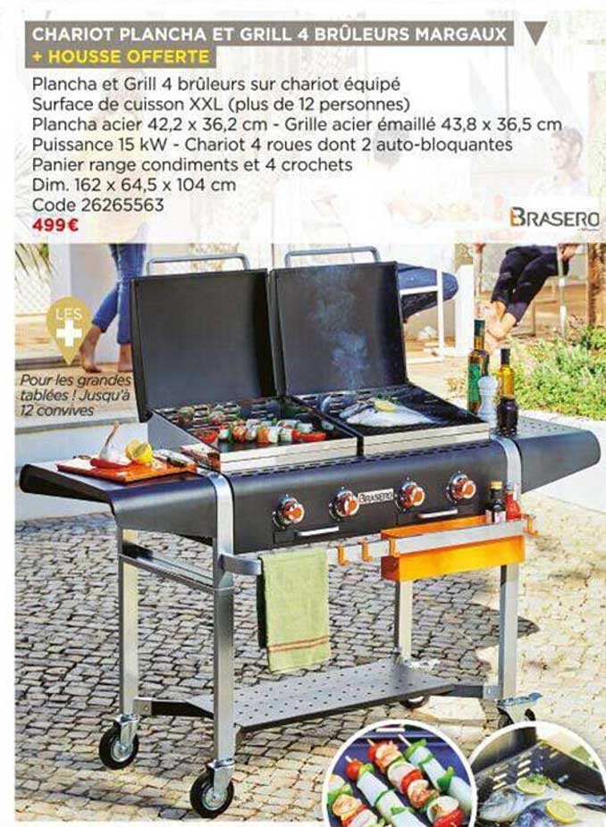 chariot plancha et grill 4 brûleurs margaux + housse offerte