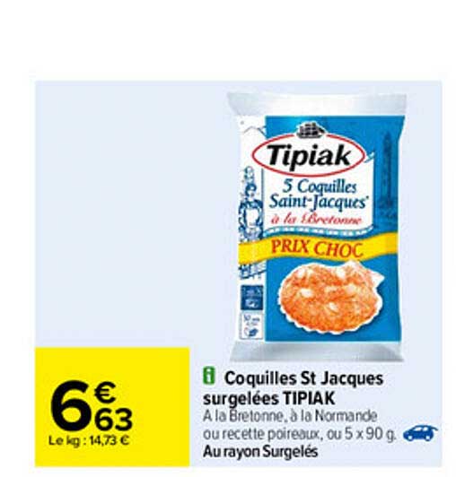 coquilles st jacques surgelée tipiak