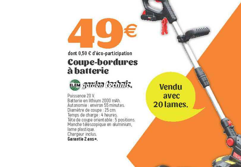 coupe-bordures à batterie elem garden technic