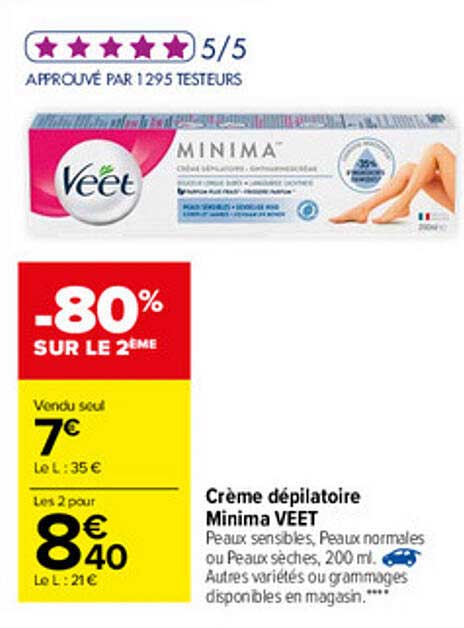 Crème Dépilatoire Minima Veet