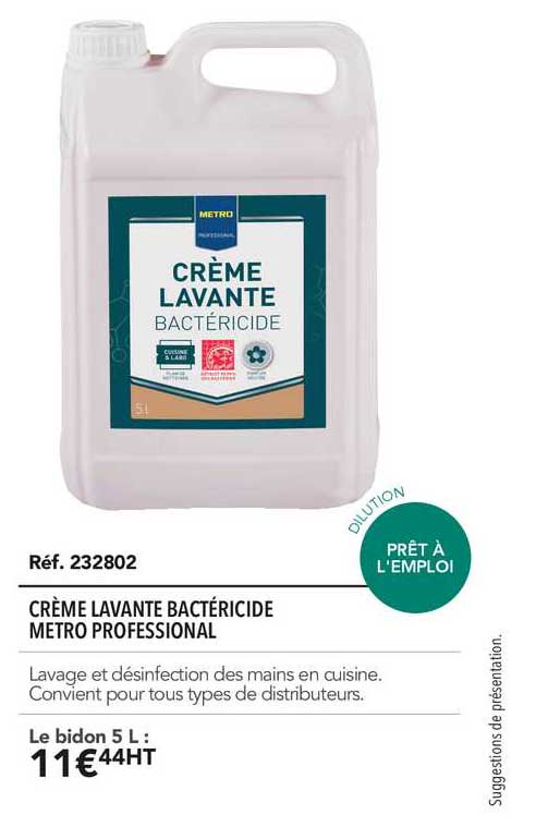 crème lavante bactéricide metro professional