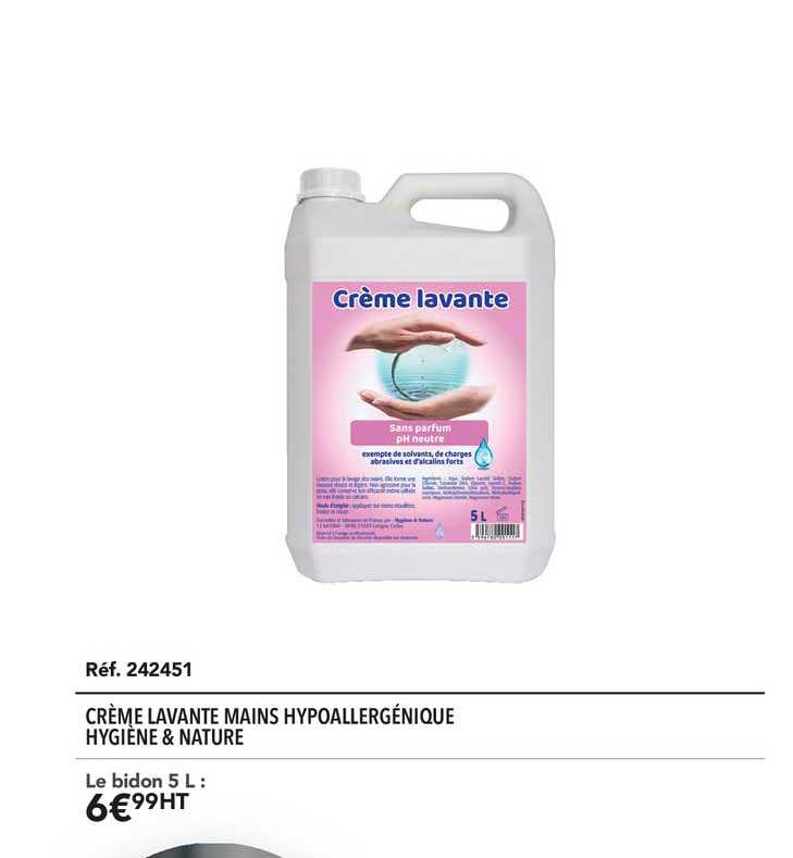 crème lavante mains hypoallergénique hygiène & nature