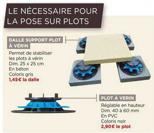 dalle support plot à vérin, plot à verin
