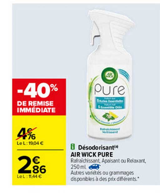 désodorisant air wick pure