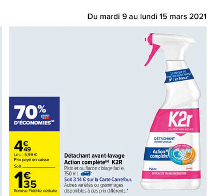 Détachant Avant-lavage Action Complète K2r