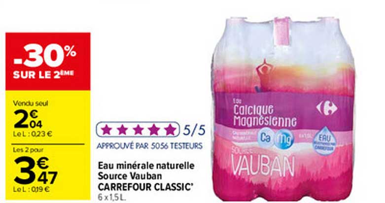 Eau Minérale Naturelle Source Vauban Carrefour Classic'