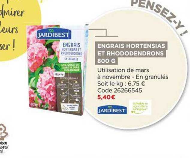 engrais hortensias et rhodendrons 800 g jardibest