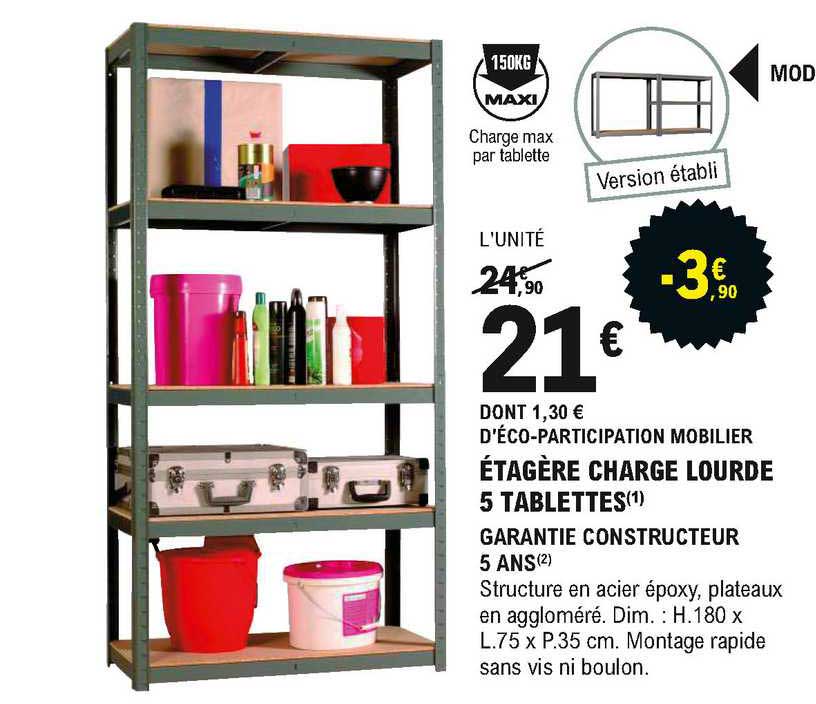 étagère Charge Lourde 5 Tablettes