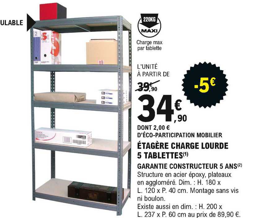 étagère charge lourde 5 tablettes
