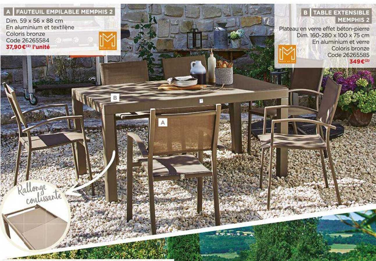 Fauteuil Empilable Memphis 2, Table Extensible Memphis 2