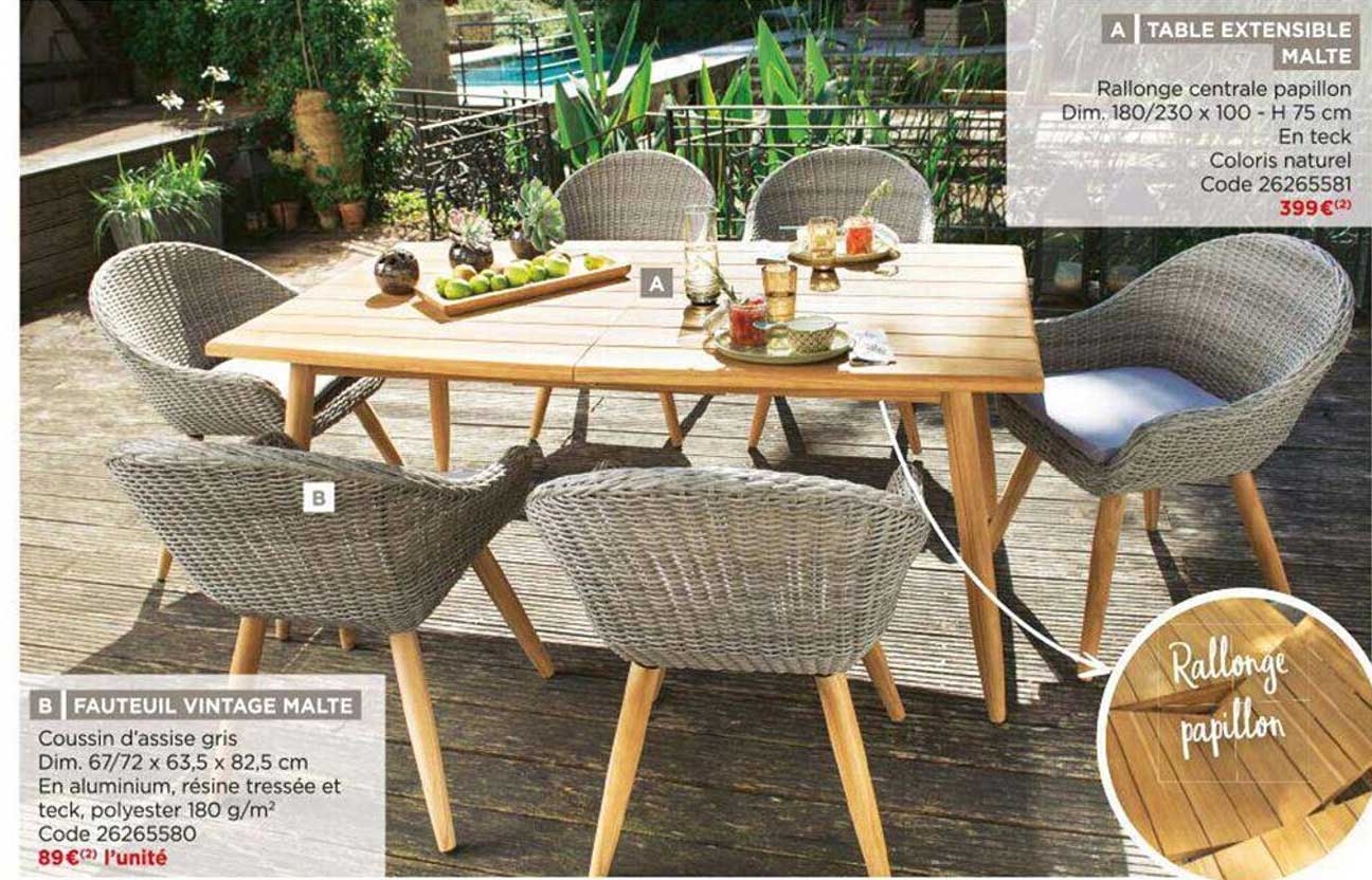 fauteuil vintage malte, table extensible malte