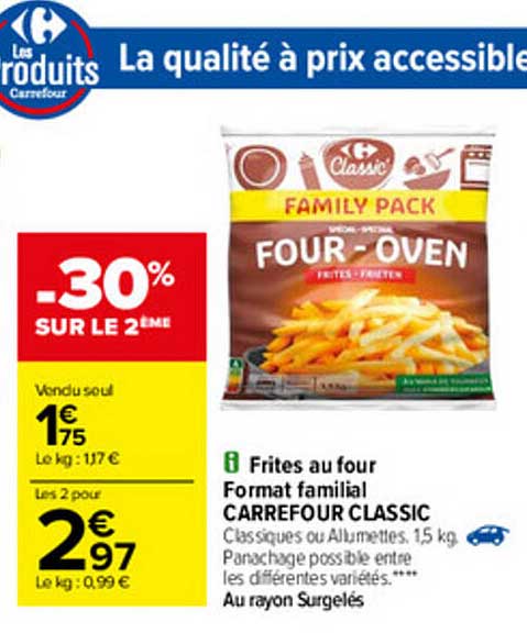 frites au four format familial carrefour classic
