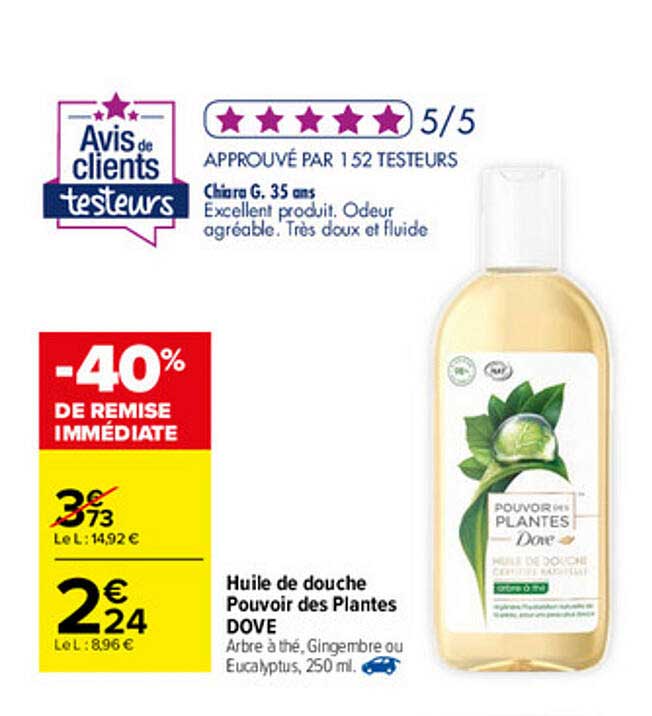 huile de douche pouvoir des plantes dove