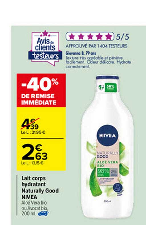 Lait Corps Hydratant Naturally Good Nivea