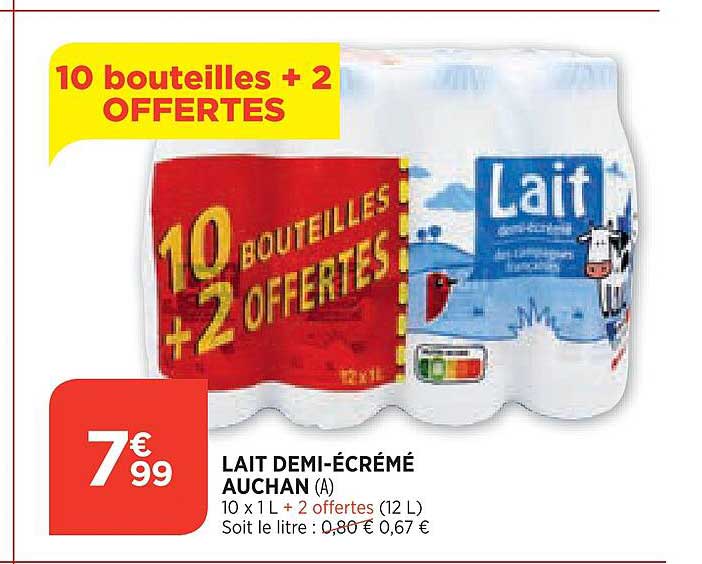 lait demi-écrémé auchan