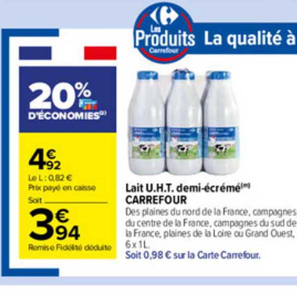 lait u.h.t. demi-écrémé carrefour