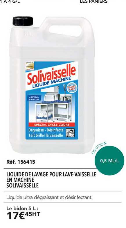 liquide de lavage pour lave vaisselle en machine solivaisselle