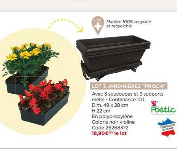 lot 3 jardinières "prisca"
