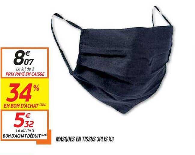 masques en tissus 3 plis x3
