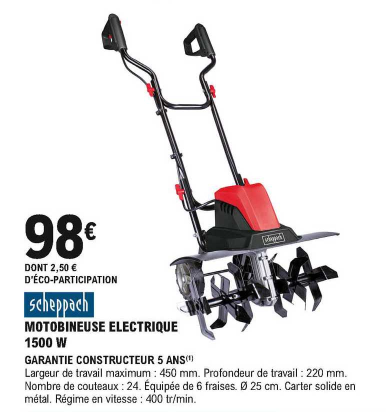 Motobineuse électrique 1500 W Scheppach