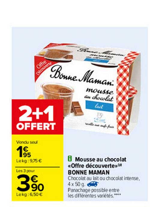 mousse au chocolat «offre découverte» bonne maman