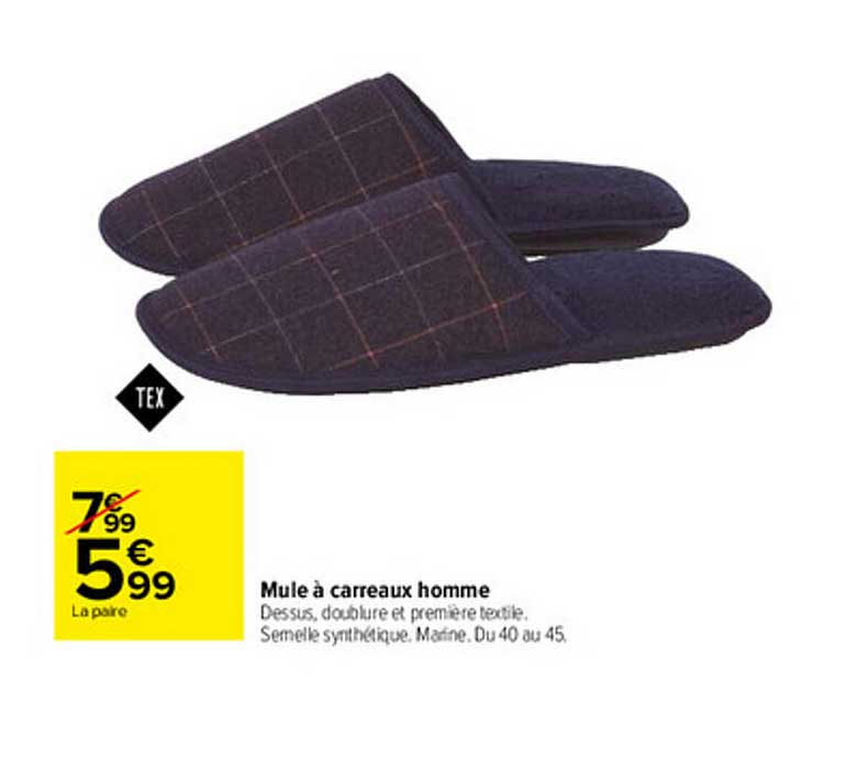 Mule à Carreaux Homme Tex