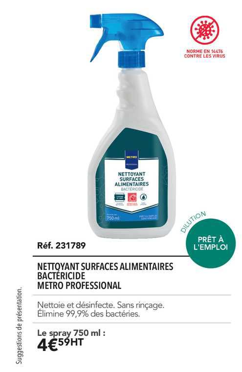nettoyant surfaces alimentaires bactericide metro professional