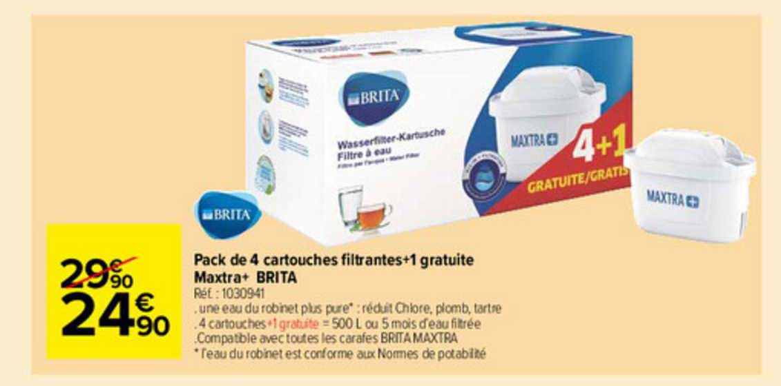 pack de 4 cartouches filtrantes+1 gratuite maxtra+ brita