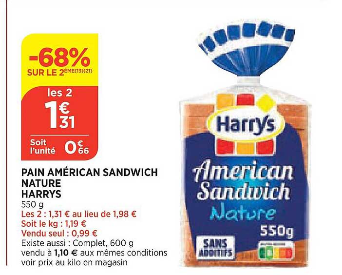 pain américan sandwich nature harrys