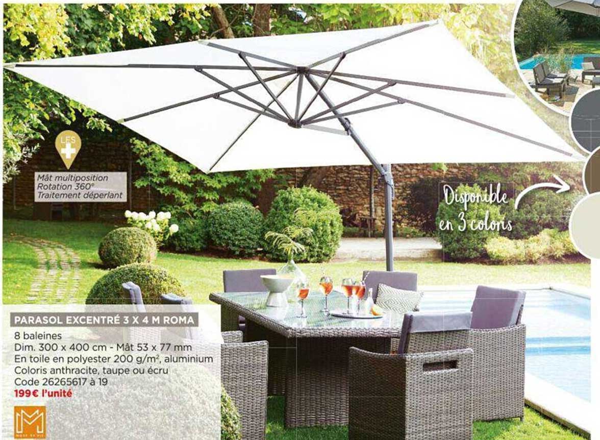 parasol excentré 3 x 4 roma